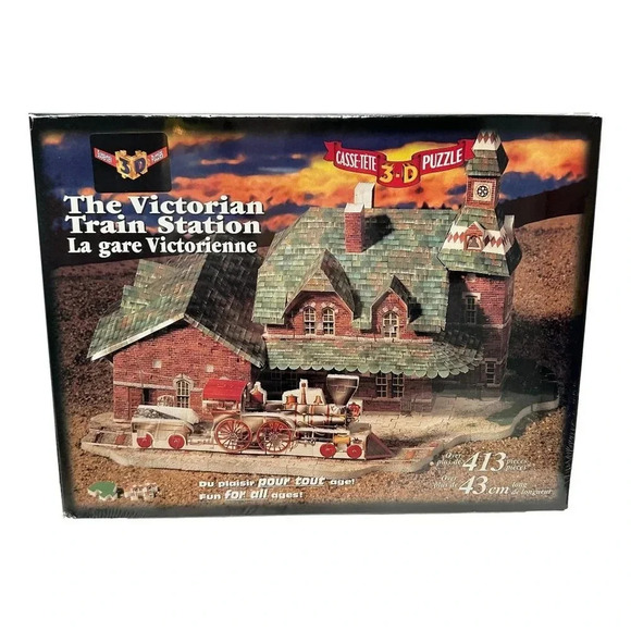 Supertek 3D Jig Saw Puzzle 493 pc Victorian Train Station 1800s  New - Picture 1 of 7